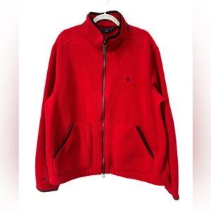 Vintage Polo Ralph Lauren
Leather Accent Red Fleece
Jacket XXL, Full Zip